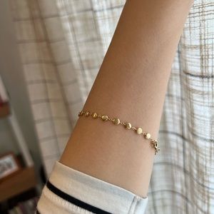 14K Solid Gold Bracelet w/ Little Disks - 7" Inches Long